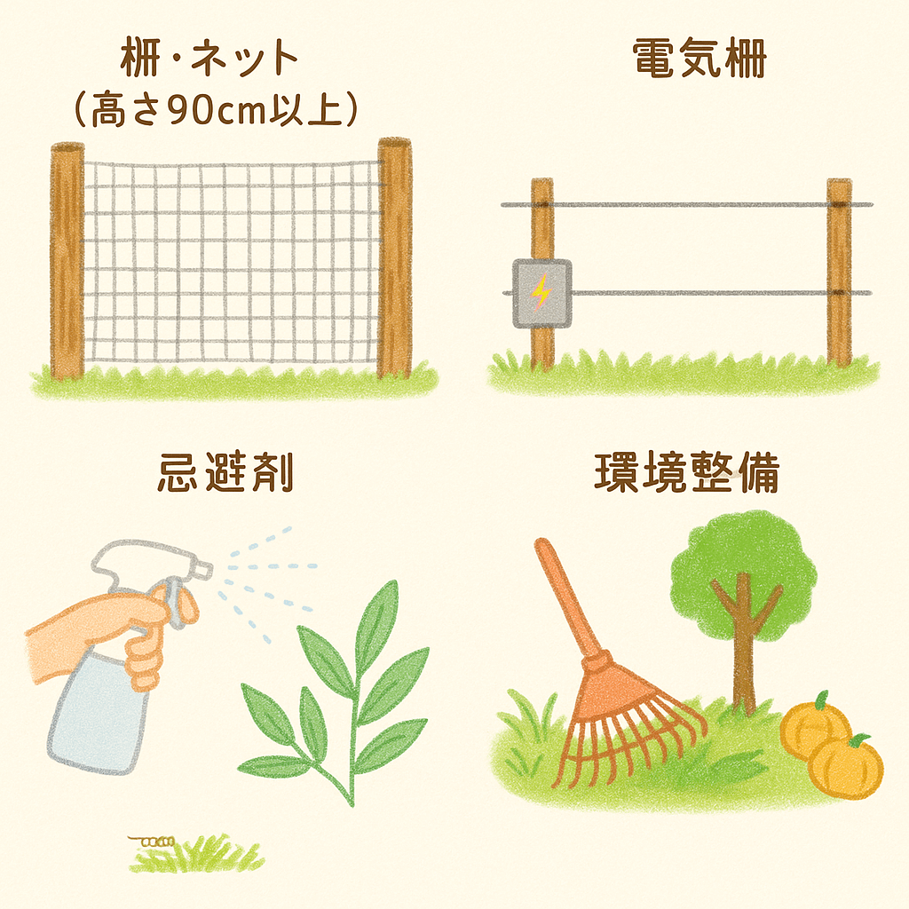 キョンの被害を防ぐ対策案をイラスト化