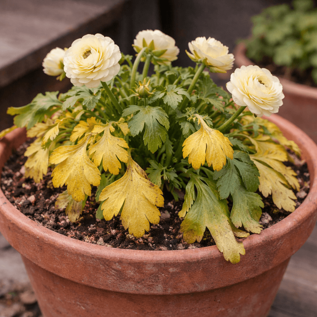 黄変した葉っぱのラナンキュラスラックス