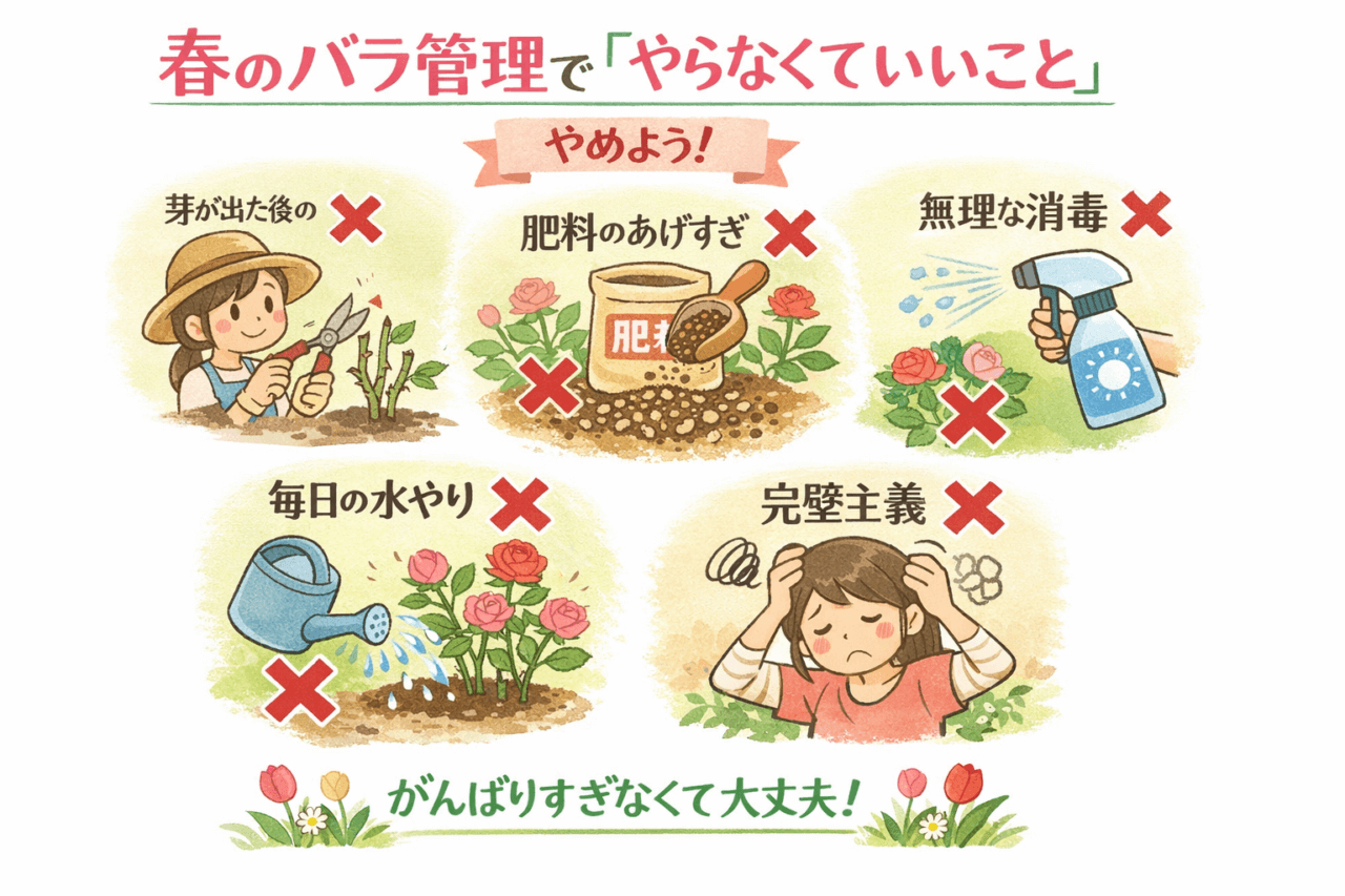 春バラの管理で避けるべきこと