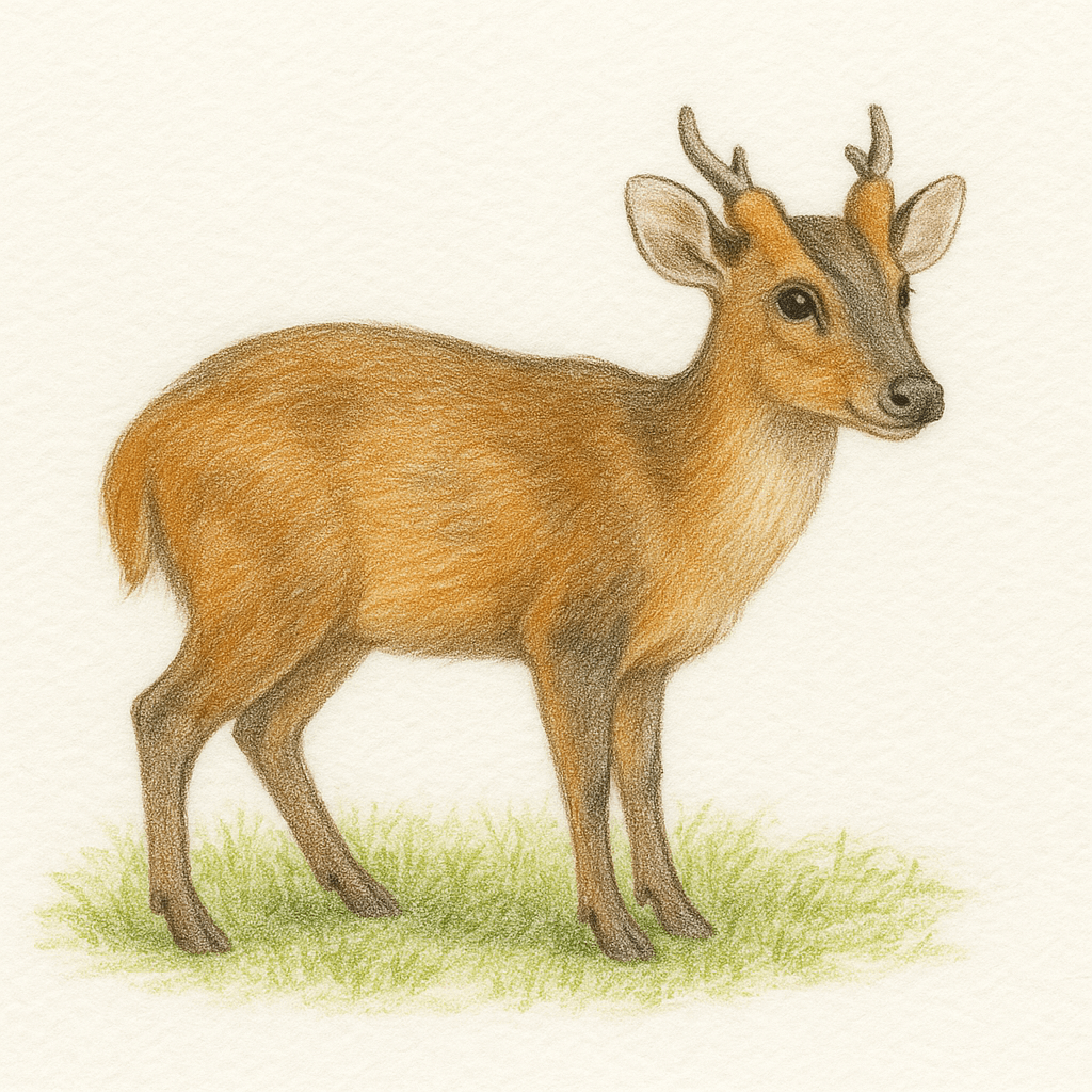 外来動物キョンの姿を絵にした